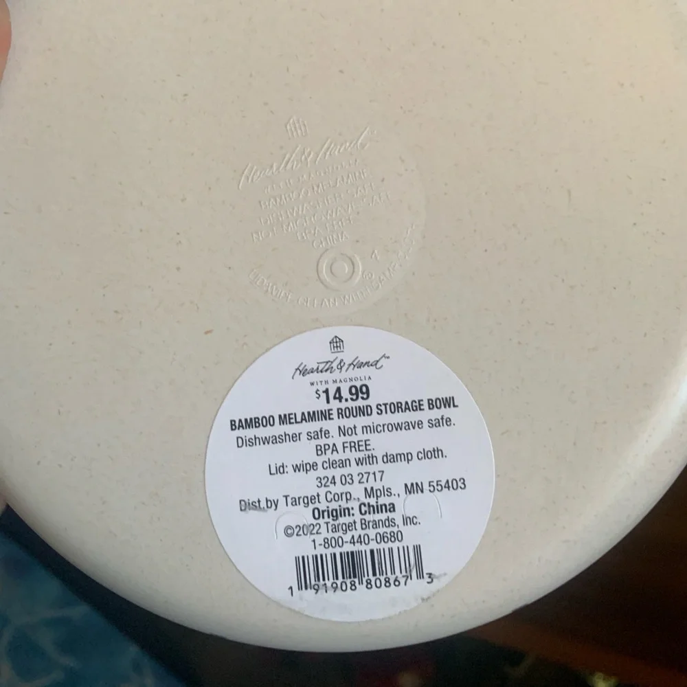 Hearth & Hand magnolia windowpane Checkered Melamine Bowls Wooden Lids NEW!!!
